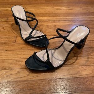 Zara black strappy sandals with block heel